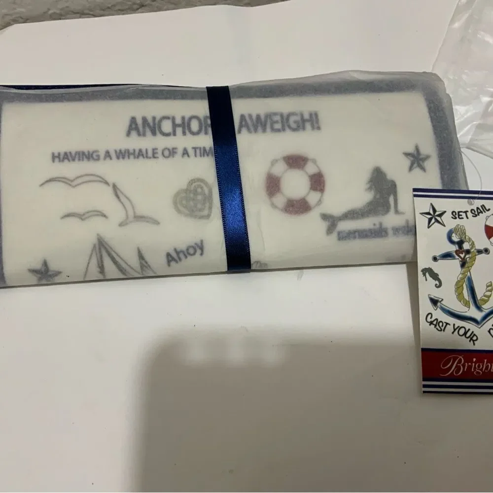 Brighton Jewelry Roll Anchors Aweigh Seaside Chic Velvet White Blue Travel